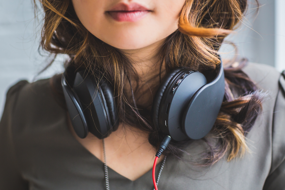 Person with personal headphones